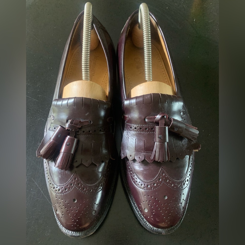 Johnston & Murphy Loafers Men's Size 9B Optima Burgundy Leather Wingtip Tassel
